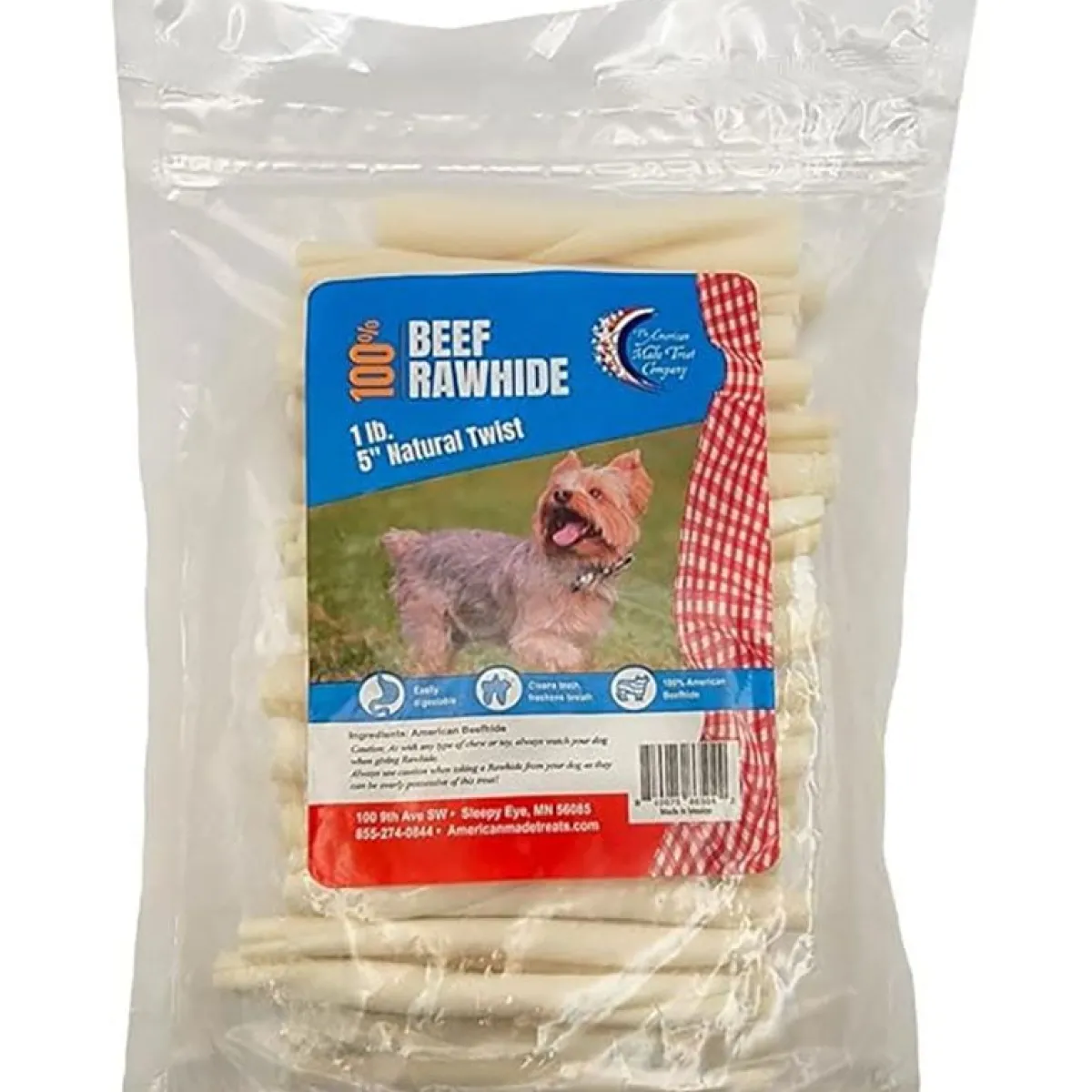 Ryan's Pet Supplies Rawhide Beef 5 inch Natural Twists - 1 lbs