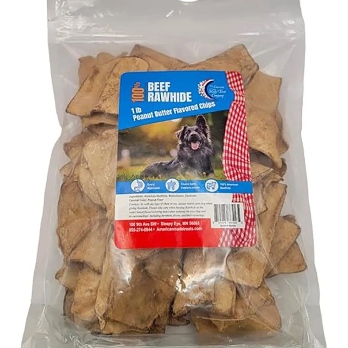 Ryan's Pet Supplies Rawhide Peanut Butter Flavored Chips - 1 lbs