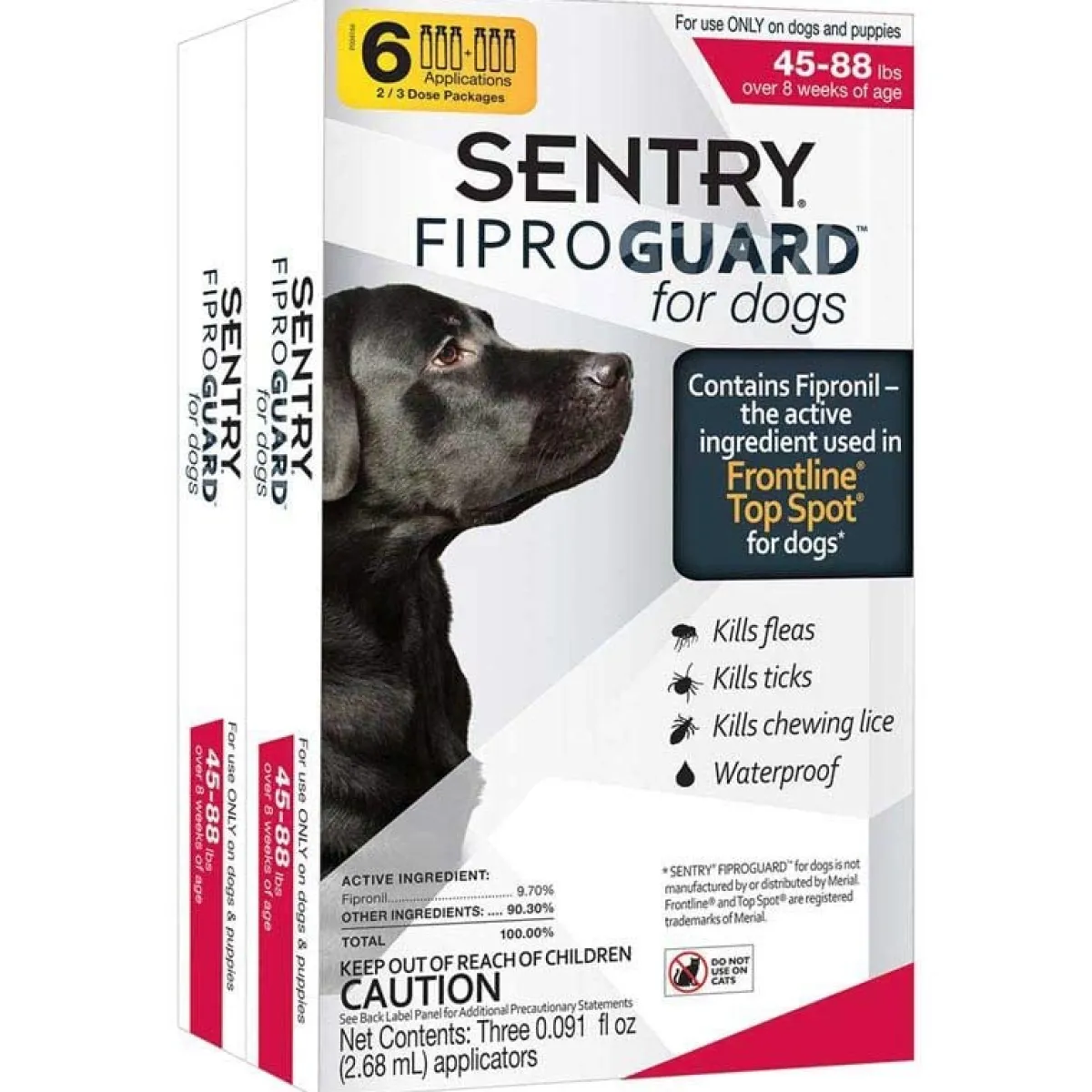 Ryan's Pet Supplies Sentry Fiproguard Topical For Dogs Squeeze-On 45-88 lbs 6 Count