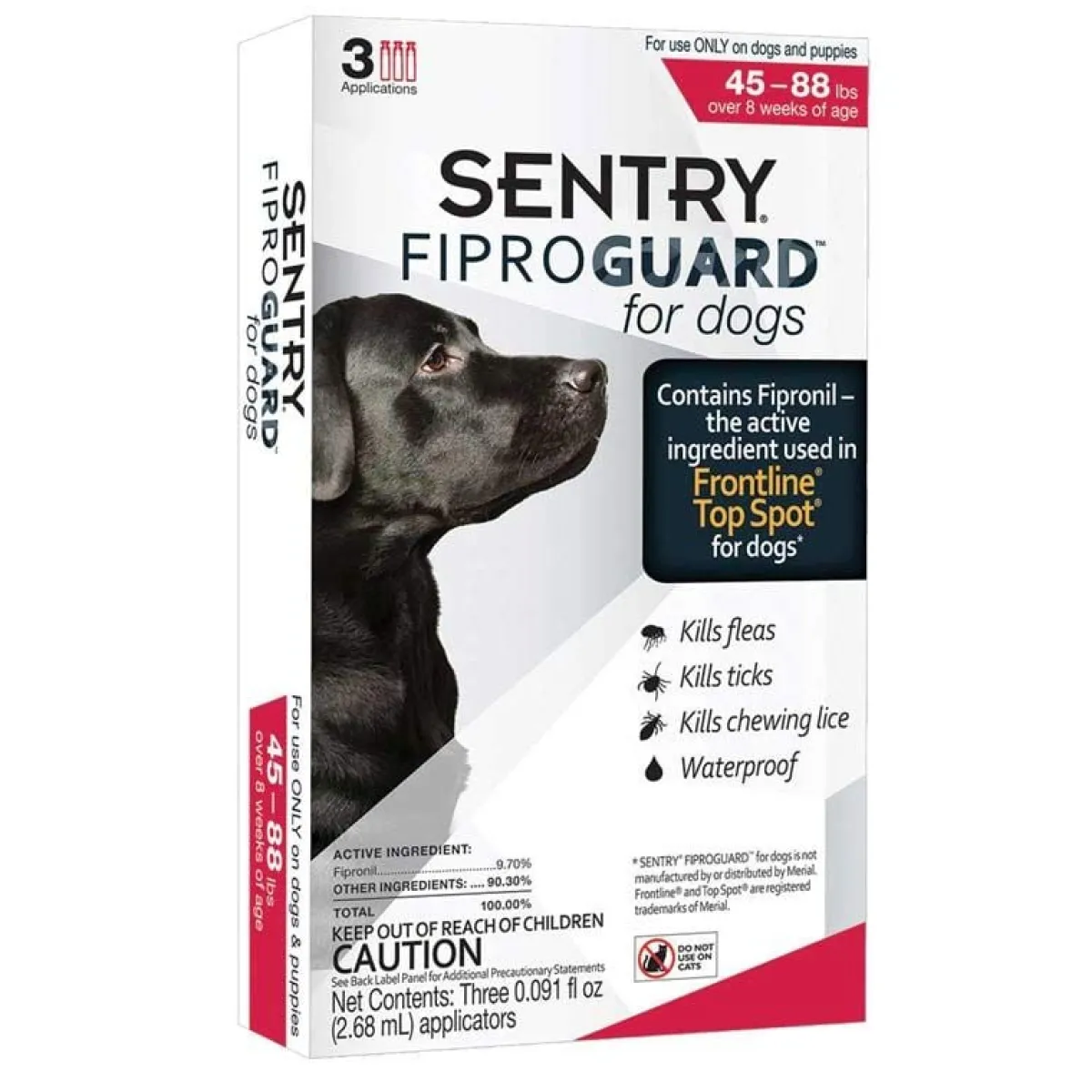 Ryan's Pet Supplies Sentry Fiproguard Topical For Dogs Squeeze-On 45-88 lbs 3 Count