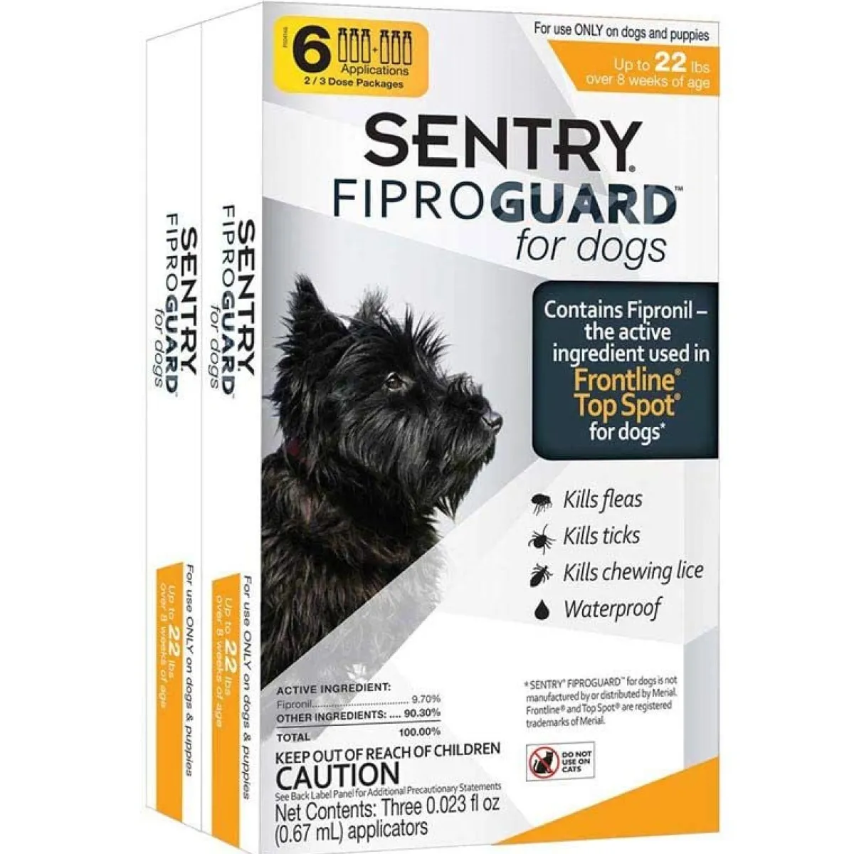 Ryan's Pet Supplies Sentry Fiproguard Topical For Dogs Squeeze-On 4-22 lbs 6 Count