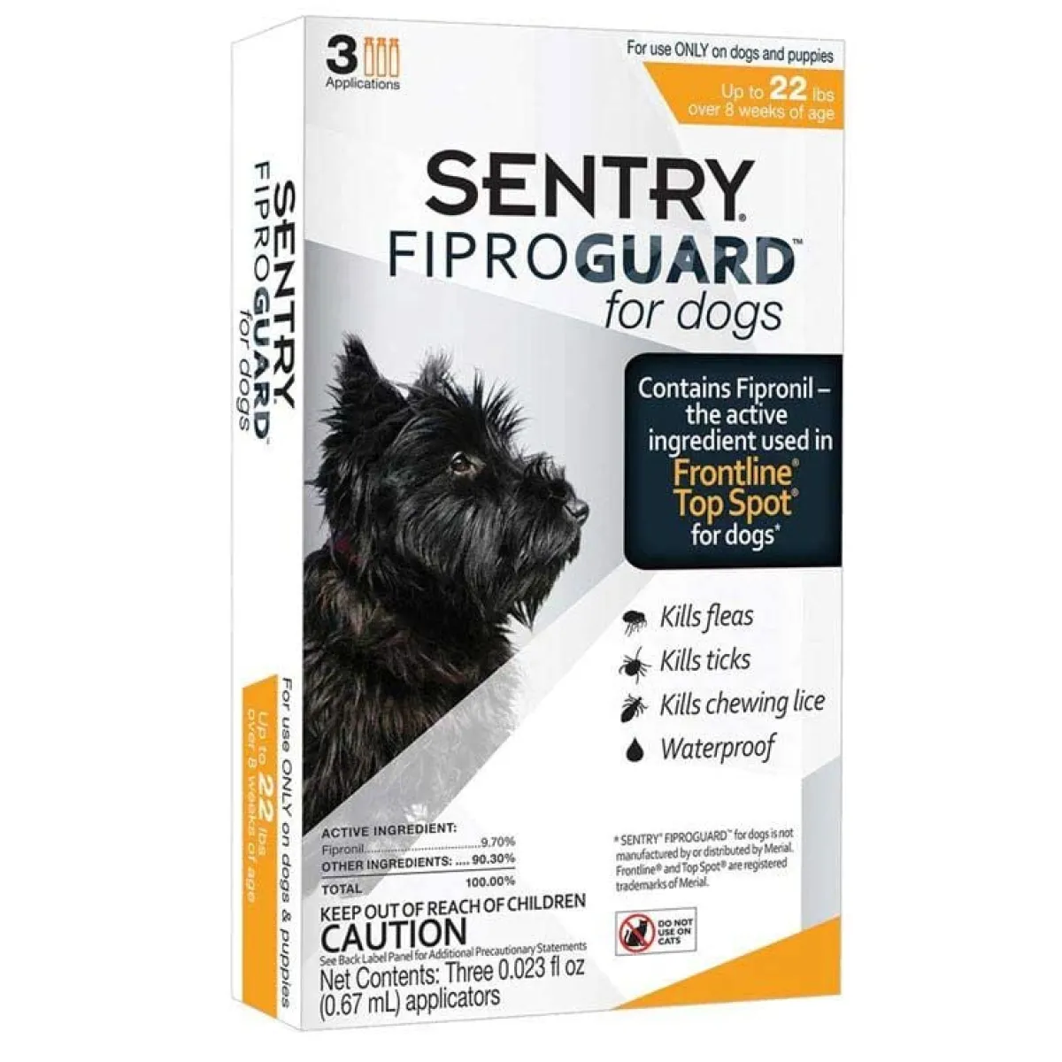 Ryan's Pet Supplies Sentry Fiproguard Topical For Small Dogs Squeeze-On 4-22 lbs 3 Count