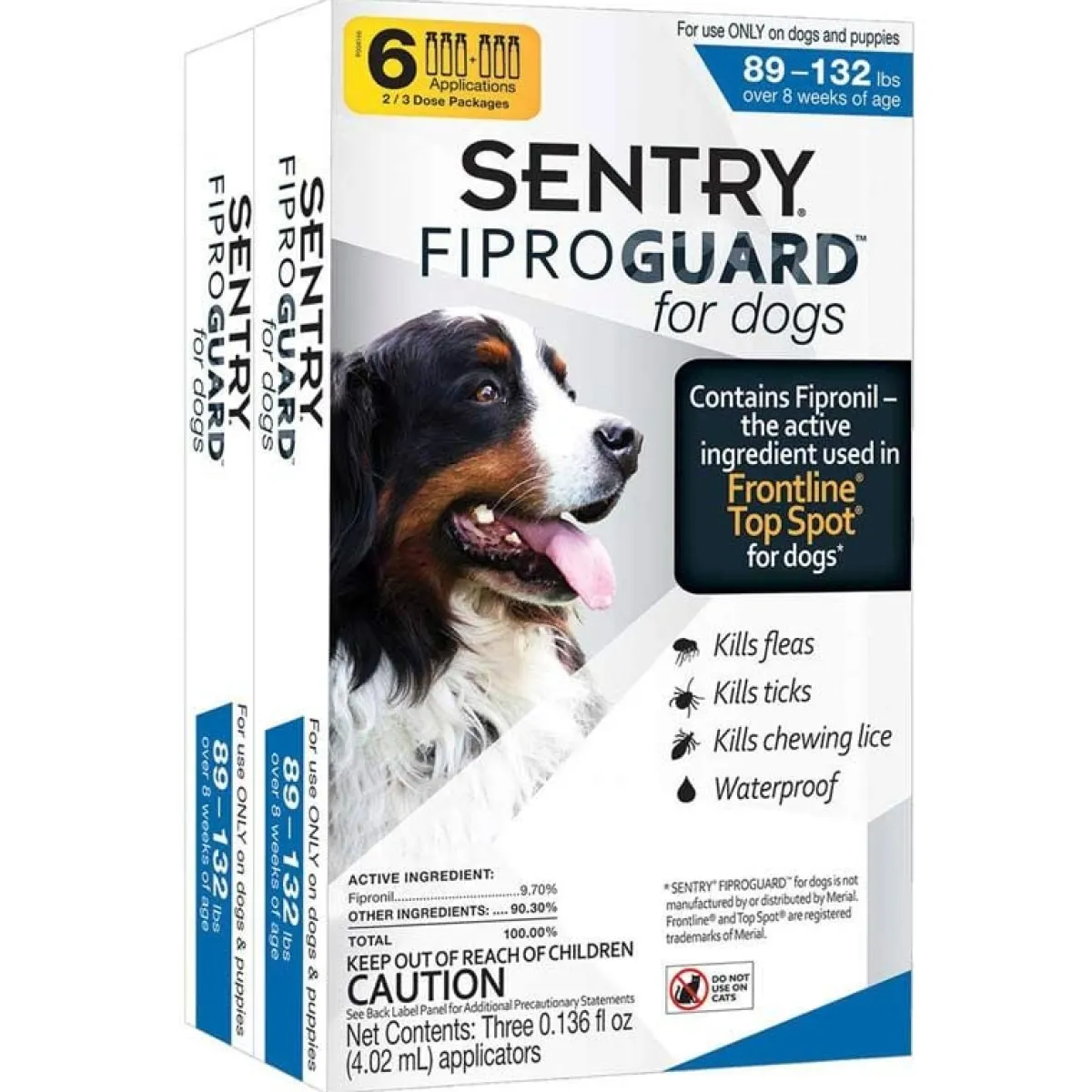 Ryan's Pet Supplies Sentry Fiproguard Topical Squeeze-On For Dogs  89-132 lbs 6 Count