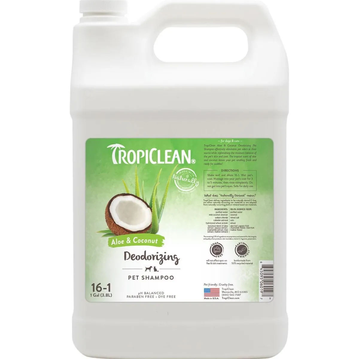 Ryan's Pet Supplies Tropiclean Deodorizing Aloe & Coconut Pet Shampoo 16:1