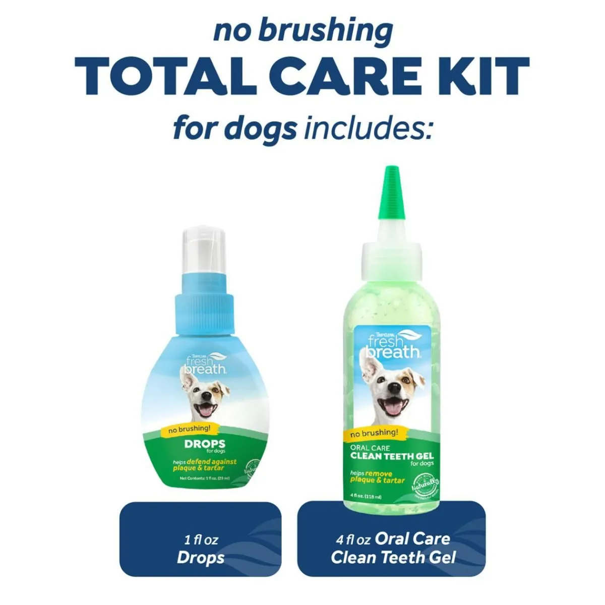 Ryan's Pet Supplies TropiClean Fresh Breath No Brushing Total Care Clean Teeth & Oral Care Gel Kit 4 oz