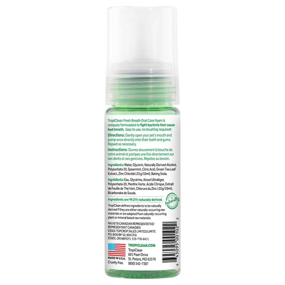 Ryan's Pet Supplies Tropiclean Fresh Breath Oral Care Fresh Mint Foam 4.5 oz