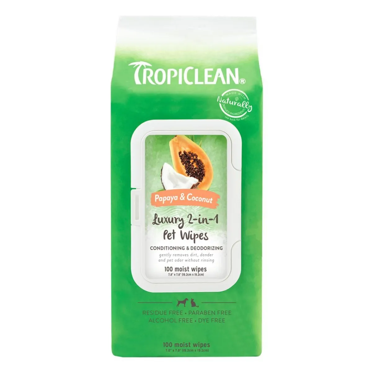 Ryan's Pet Supplies Tropiclean Papaya & Coconut Luxury 2-in-1 Pet Wipes