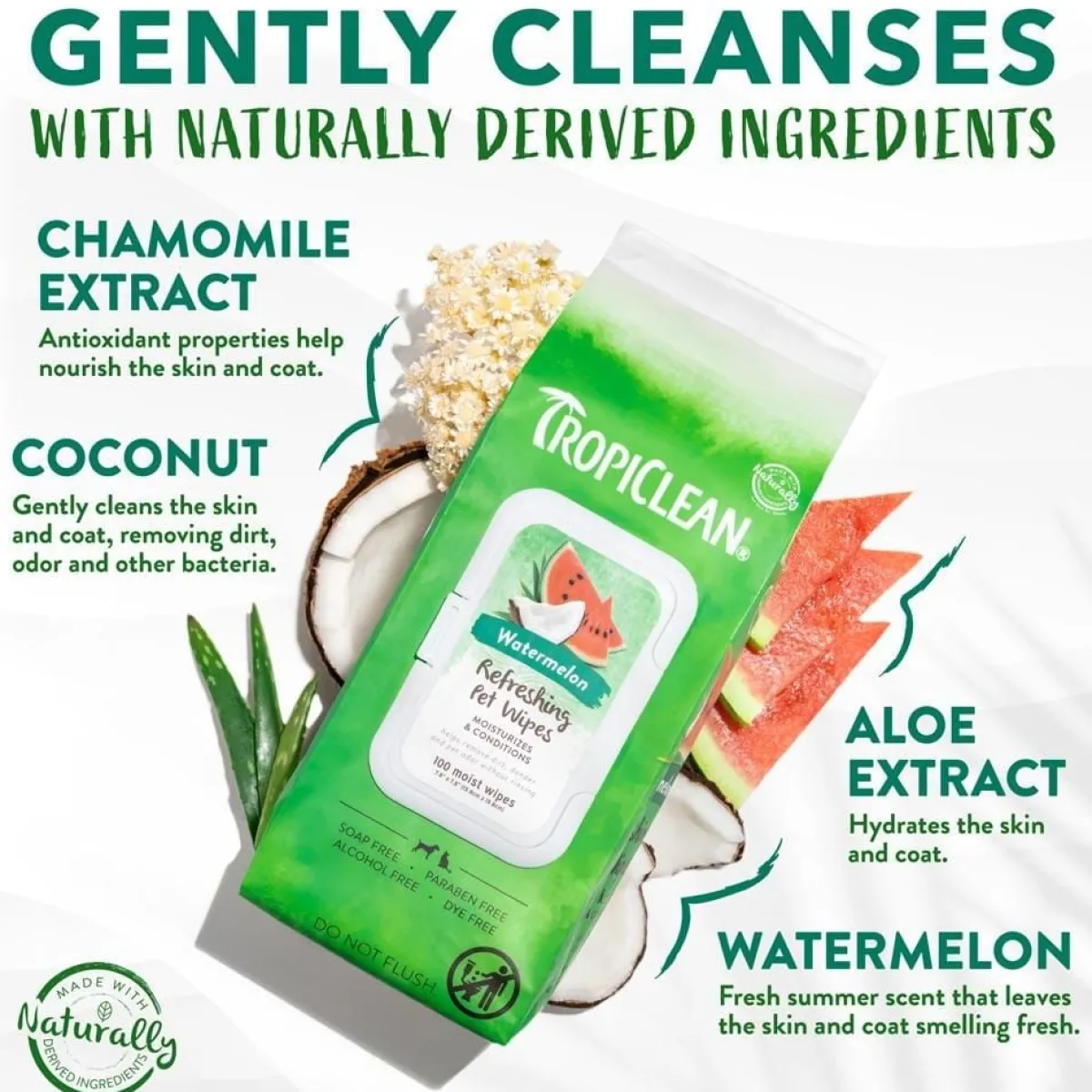 Ryan's Pet Supplies TropiClean Watermelon 2-in-1 Wipes 100ct