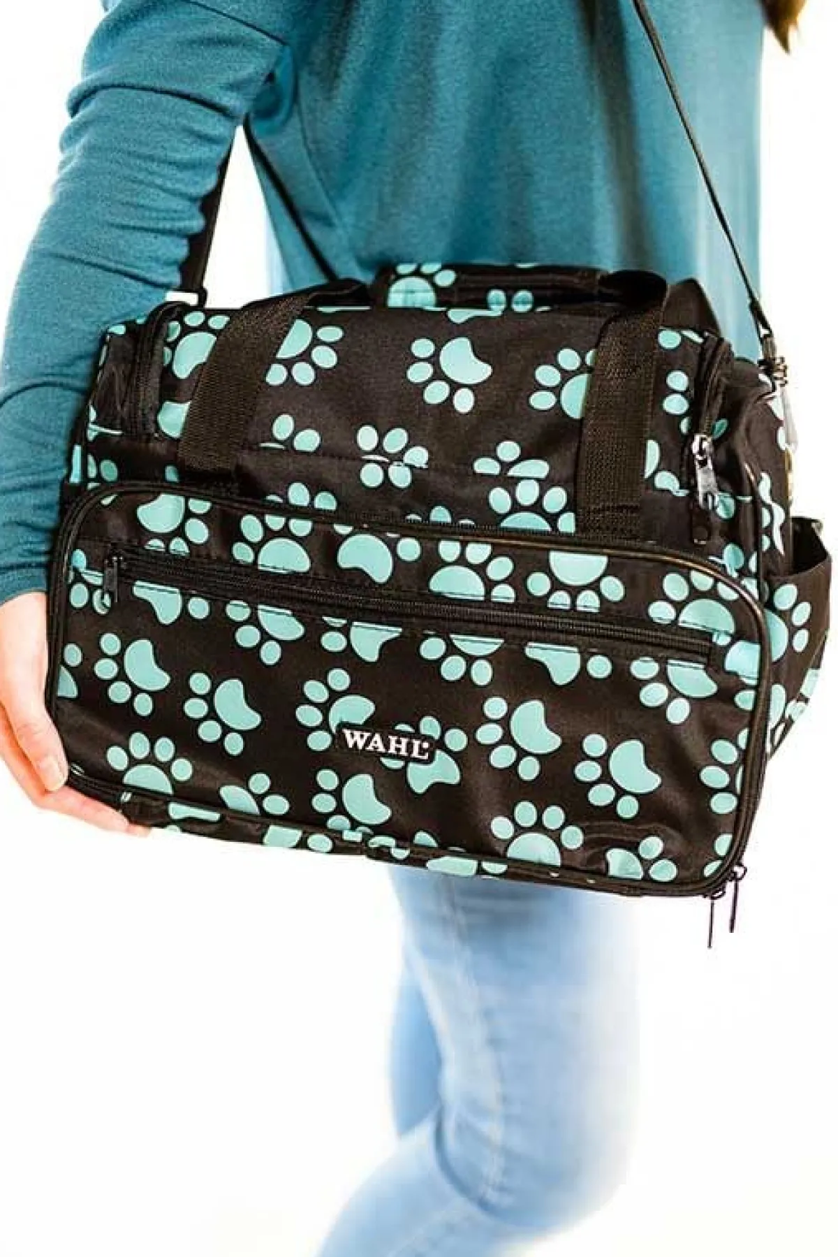 wahl_travel_paw_print_bag_turquoise_2.webp Ryan's Pet Supplies Wahl Travel Paw Print Bag Turquoise