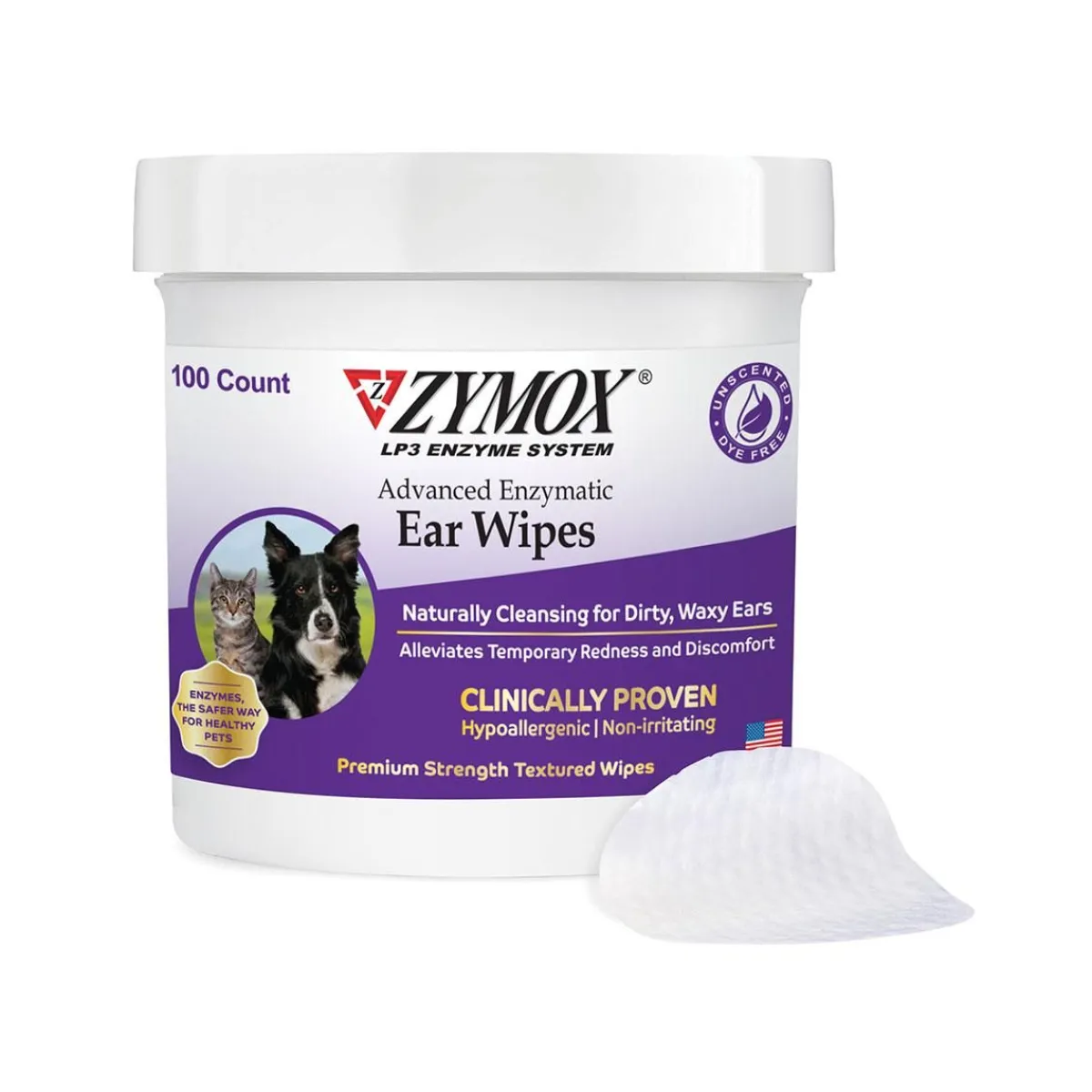 Ryan's Pet Supplies ZYMOX Advanced Enzymatic Ear Wipes 100 Count